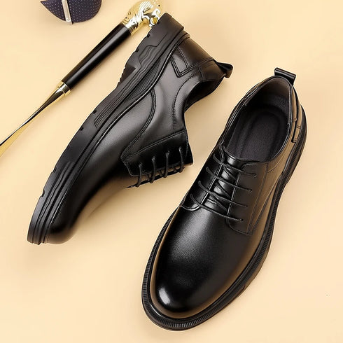 Men's Leather Oxford Shoes for Business and Office Wear Comfortable Slip-Resistant Flats